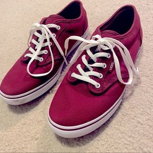 VANS Shoes | Womens Atwood Low Canvas Sneakers Size 8.5 Burgundy